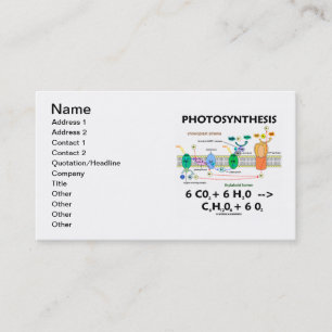 Tarjeta De Visita Fórmula química de cloroplasto de fotosíntesis
