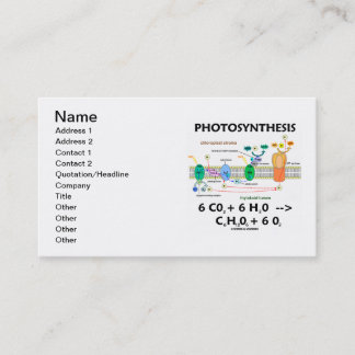 Tarjeta De Visita Fórmula química de cloroplasto de fotosíntesis