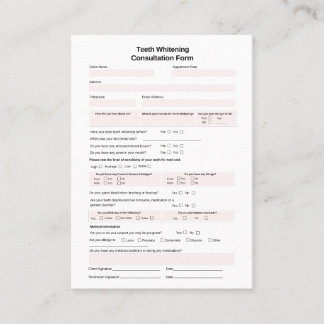 Tarjeta De Visita Formulario de consulta para encubrimiento de dient