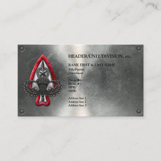 Tarjeta De Visita Fort Liberty Personalizable Metallic Business Card (Anverso)