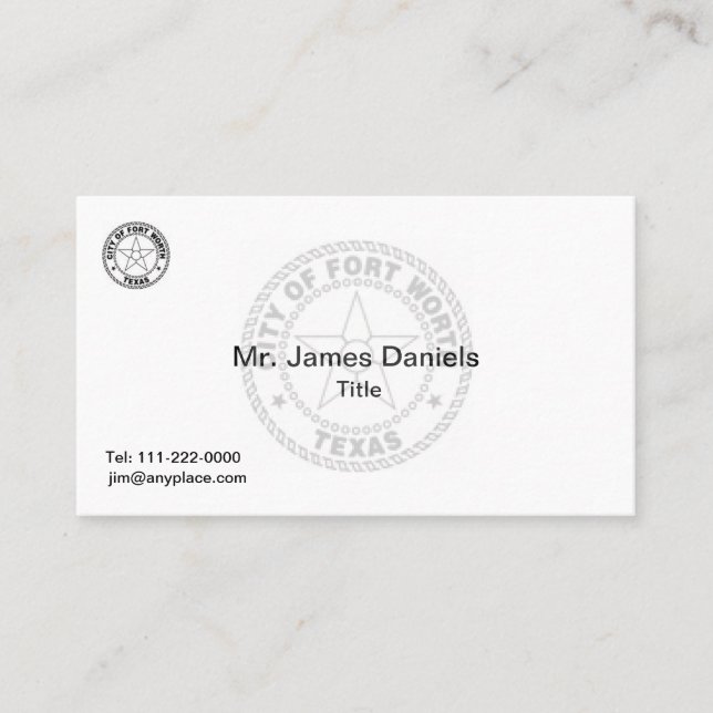 Tarjeta De Visita Fort Worth Texas Great Seal (Anverso)