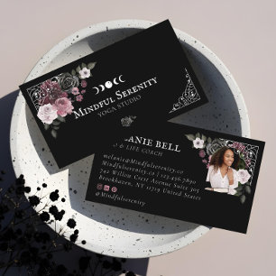Tarjeta De Visita Foto Acuarela Gótica Floral Bienestar Holístico