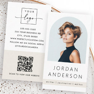 Tarjeta De Visita Foto artística moderna luz mínima que logotipo QR