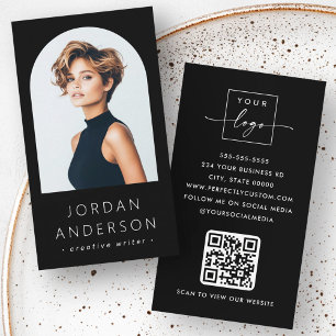 Tarjeta De Visita Foto artística moderna minimalista logotipo de cód