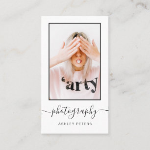 Tarjeta De Visita Foto blanca de la escritura del negro moderno de