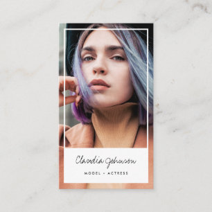 Tarjeta De Visita Foto blanca moderna del bailarín del cantante del