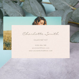 Tarjeta De Visita Foto Clarinetista Rubor Pink Elegant