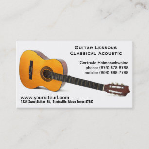 Tarjeta De Visita Foto clásica de la guitarra acústica - lecciones