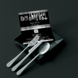 Tarjeta De Visita Foto Código QR Código Personal Chef Cocinar Bar Re