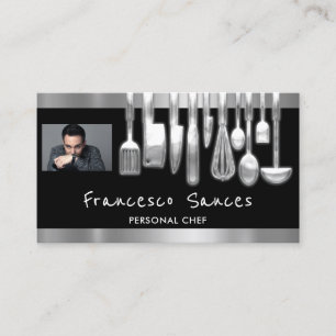 Tarjeta De Visita Foto Código QR Restaurantes personales de cocina p