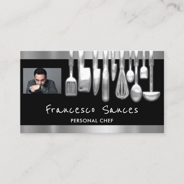 Tarjeta De Visita Foto Código QR Restaurantes personales de cocina p (Anverso)