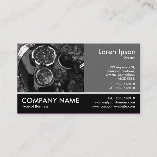 Tarjeta De Visita Foto con base - gris 60pc - indicadores de la moto (Anverso)