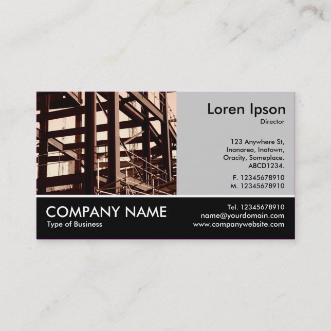 Tarjeta De Visita Foto con base - Lt Gray - construcción del marco (Anverso)