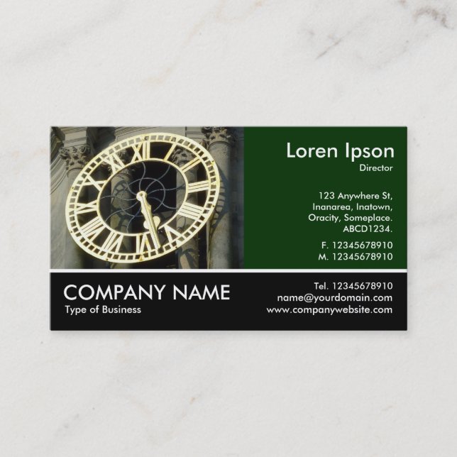 Tarjeta De Visita Foto con base - verde de DK - reloj Cardiff de (Anverso)