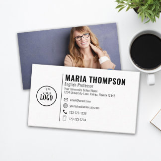 Tarjeta De Visita Foto con logotipo Minimalista profesional de Moda 
