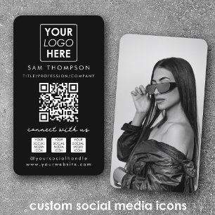 Tarjeta De Visita Foto Conectada con el logotipo de código QR de los