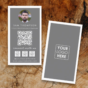 Tarjeta De Visita Foto Conectada con el logotipo de código QR de los