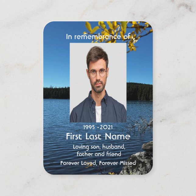 Tarjeta De Visita Foto conmemorativa Árboles de lagos Pocket Keepsak (Reverso)