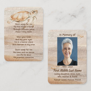 Tarjeta De Visita Foto conmemorativa cristiana de tortuga marina en