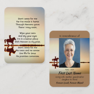 Tarjeta De Visita Foto conmemorativa cristiana Oración Oración Cabal