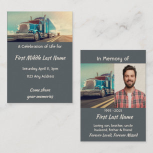 Tarjeta De Visita Foto conmemorativa Keepsake Semi Trailer de camión