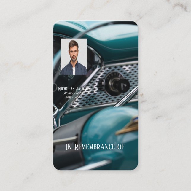 Tarjeta De Visita Foto conmemorativa Keepsake Vehículos de automóvil (Anverso)