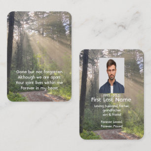 Tarjeta De Visita Foto conmemorativa Luz solar a través del bosque s