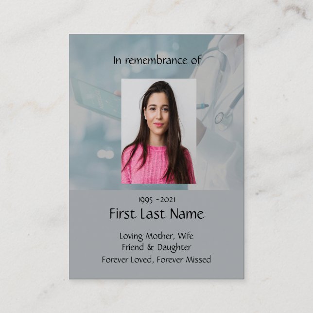 Tarjeta De Visita Foto conmemorativa Médica  Enfermería de Busines M (Reverso)