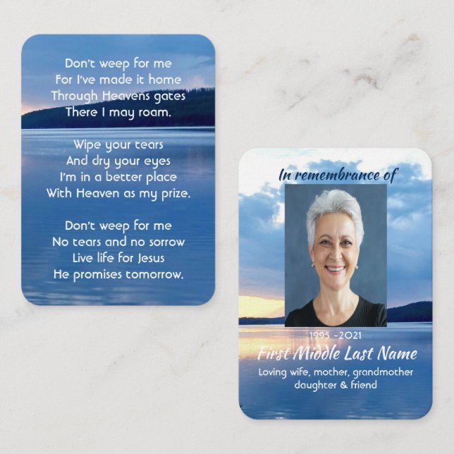 Tarjeta De Visita Foto conmemorativa: naturaleza cristiana del lago  (Anverso / Reverso)