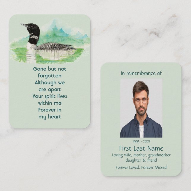Tarjeta De Visita Foto conmemorativa Oración Acuarela Pájaro común d (Anverso / Reverso)