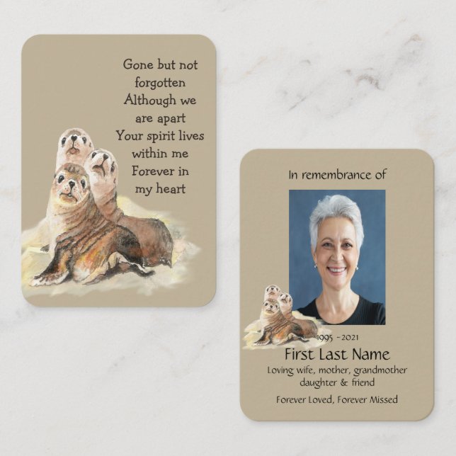 Tarjeta De Visita Foto conmemorativa Oración Acuarela Sellos de Vida (Anverso / Reverso)