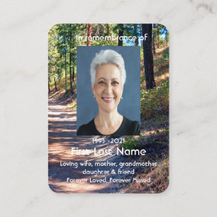 Tarjeta De Visita Foto conmemorativa Oración Caminata Árboles forest