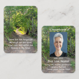 Tarjeta De Visita Foto conmemorativa Oración Camino por los árboles 