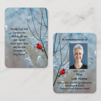 Tarjeta De Visita Foto conmemorativa Oración Cardenal Pájaro Rojo