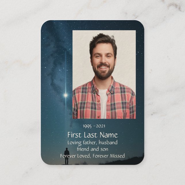 Tarjeta De Visita Foto conmemorativa Oración Celestial Starry Sky (Reverso)