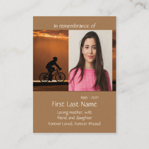 Tarjeta De Visita Foto conmemorativa Oración Ciclismo Bicicleta Nego