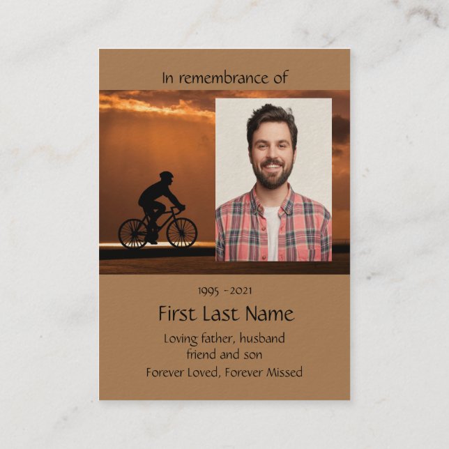 Tarjeta De Visita Foto conmemorativa Oración Ciclismo en bicicleta (Reverso)