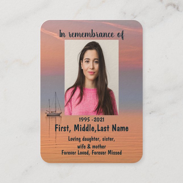 Tarjeta De Visita Foto conmemorativa Oración cristiana sobre el ciel (Reverso)