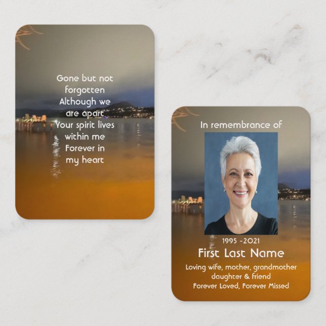 Tarjeta De Visita Foto conmemorativa Oración del amanecer por el mue (Anverso / Reverso)