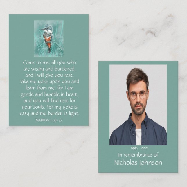 Tarjeta De Visita Foto conmemorativa Oración Kingfisher (Anverso / Reverso)