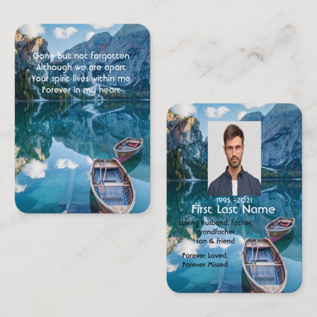 Tarjeta De Visita Foto conmemorativa Oración Lago Canoe Agua Salvaje (Anverso / Reverso)