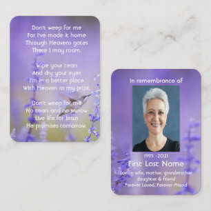 Tarjeta De Visita Foto conmemorativa Oración Lavender Hummingbird Ja
