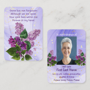 Tarjeta De Visita Foto conmemorativa Oración Lilac Garden Flor