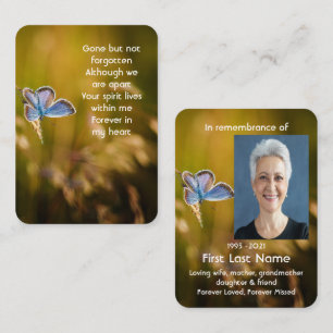 Tarjeta De Visita Foto conmemorativa Oración Mariposa Naturaleza del