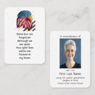 Tarjeta De Visita Foto conmemorativa Oración militar Bald Eagle