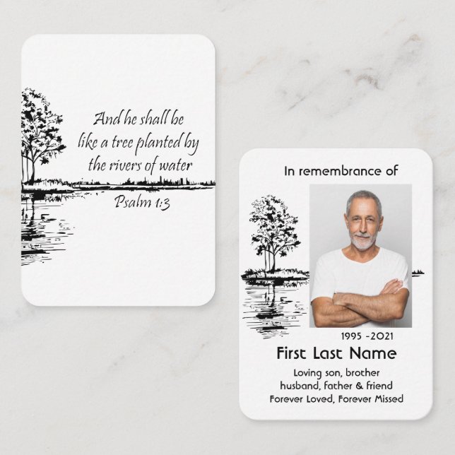 Tarjeta De Visita Foto conmemorativa Oración Palim Cristiano 1:3 (Anverso / Reverso)