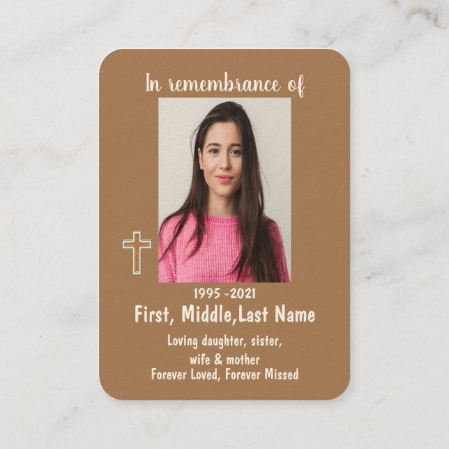 Tarjeta De Visita Foto conmemorativa Oración simple Cruz cristiana (Reverso)