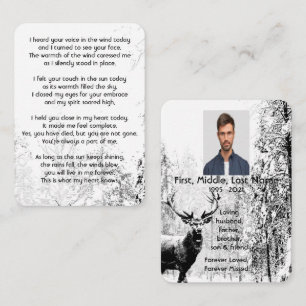 Tarjeta De Visita Foto conmemorativa Oración Stag Deer Forest Winter