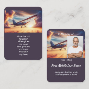Tarjeta De Visita Foto conmemorativa piloto avión volando puesta de