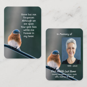 Tarjeta De Visita Foto conmemorativa Plegaria Bluebird Jardín Pájaro